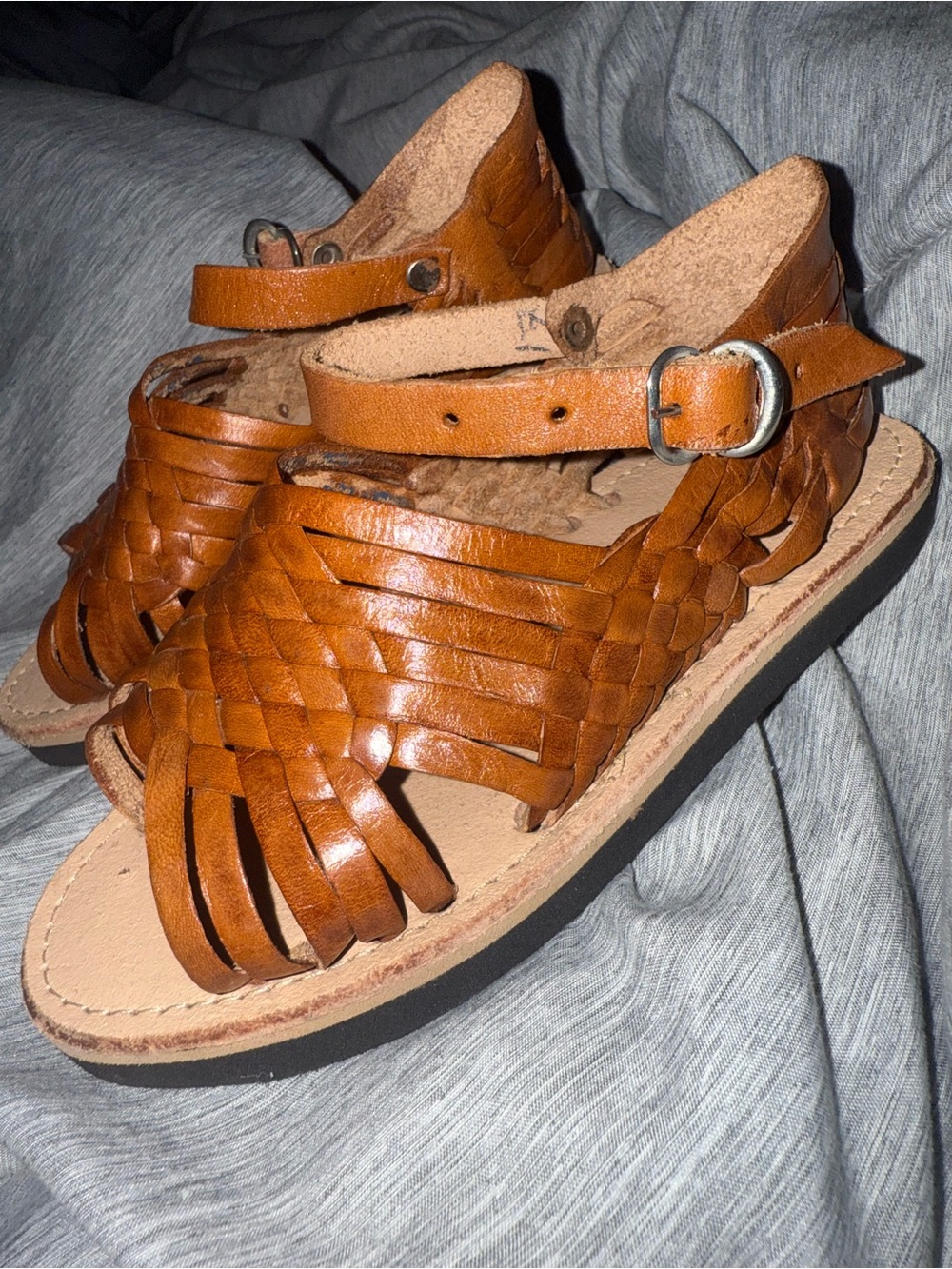 Toddler Braided Leather Huarache Sandals - Tan
